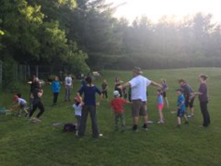 Students playing outside.