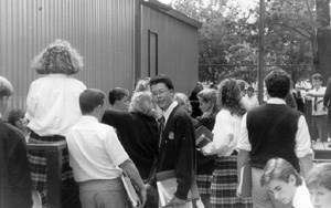 First students attending Holy Cross