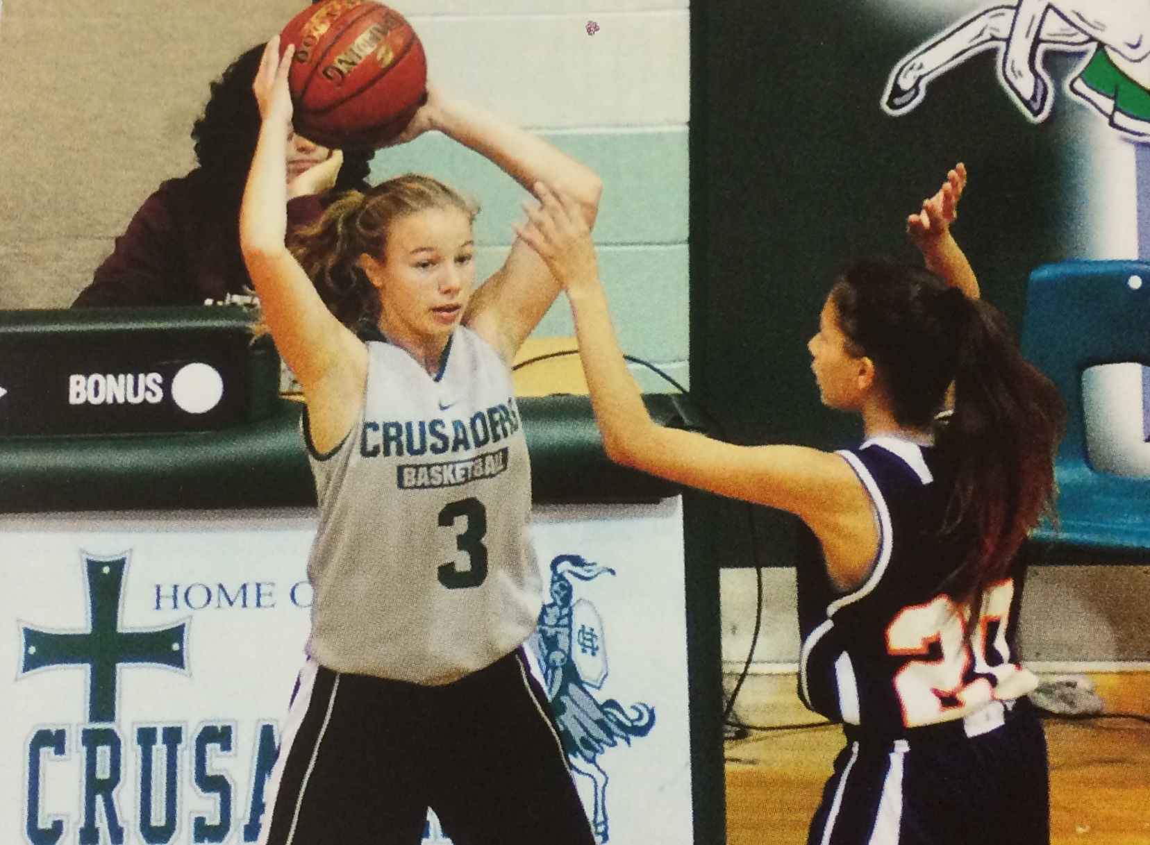 Girls throwing the ball from sidelines