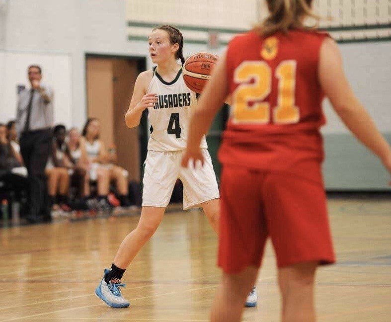 Girls palying basketball