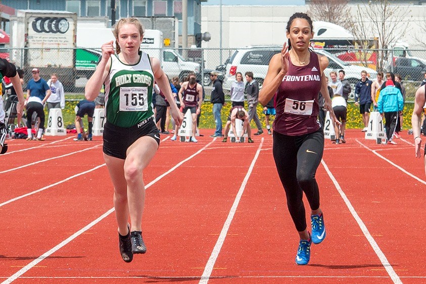 Girls running on the track