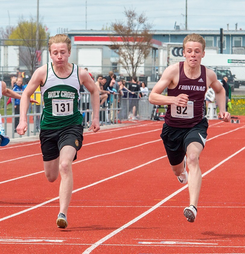 Boys running on the track