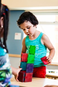 Child playing with blocks