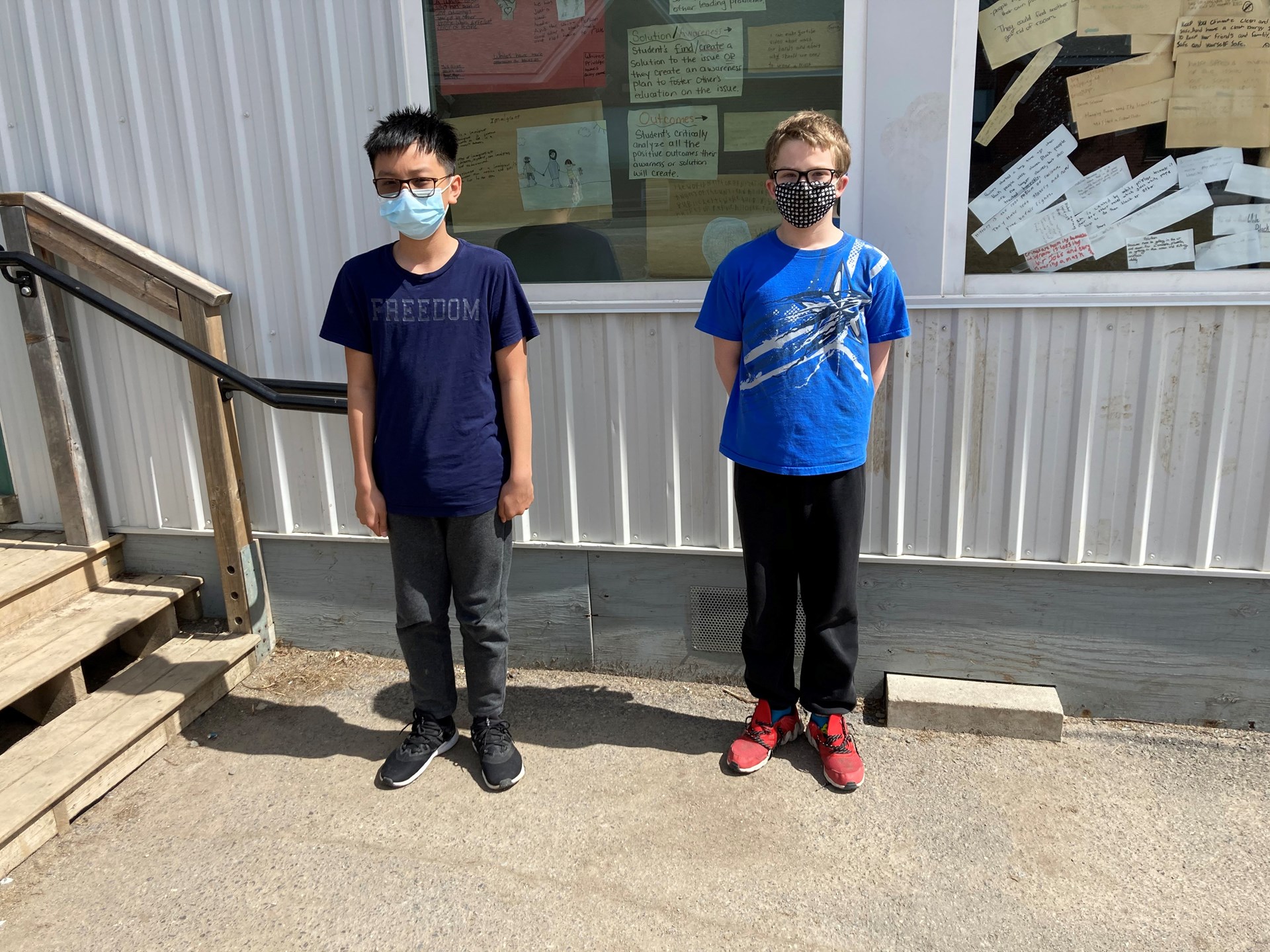 Students wearing blue to acknowledge World Autism Day