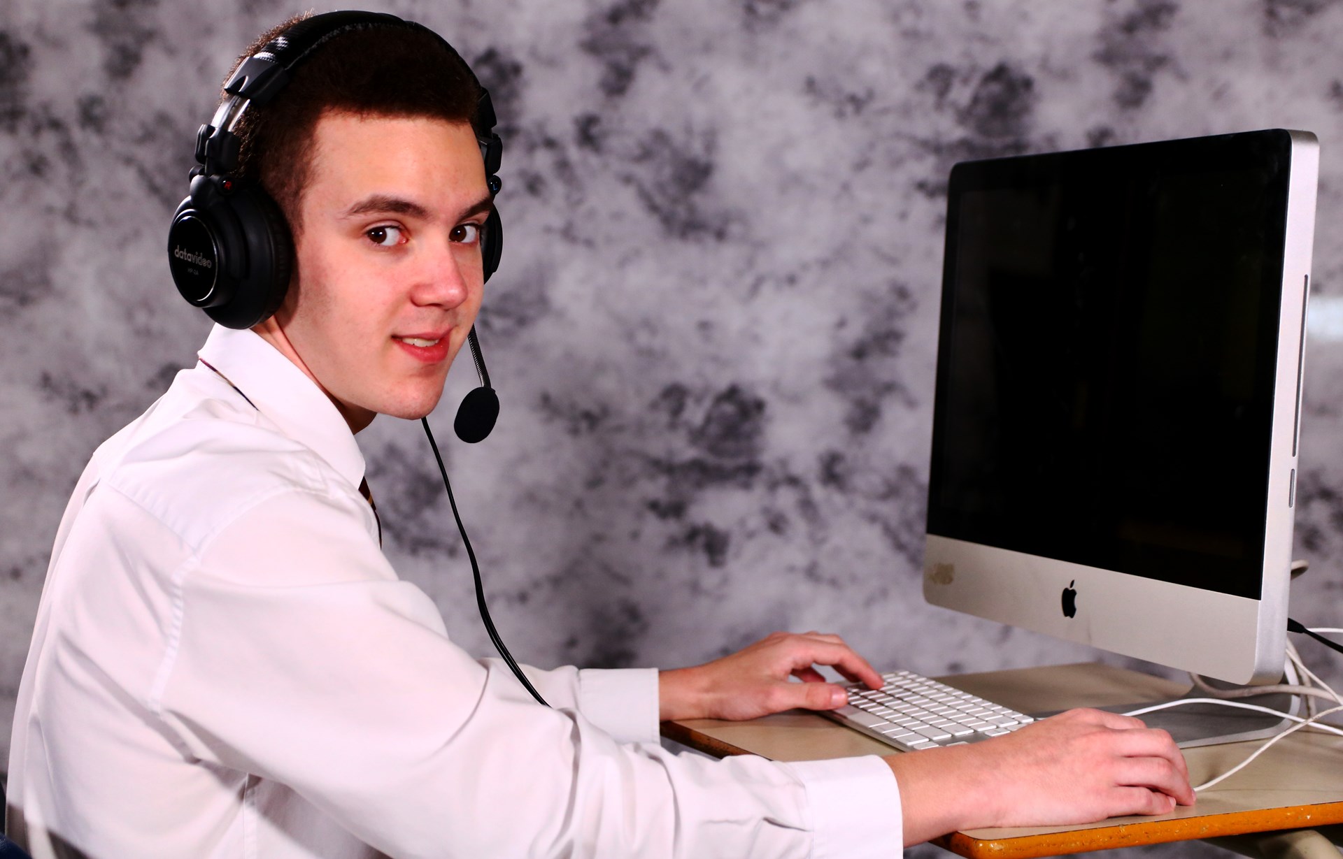 Student in front of computer