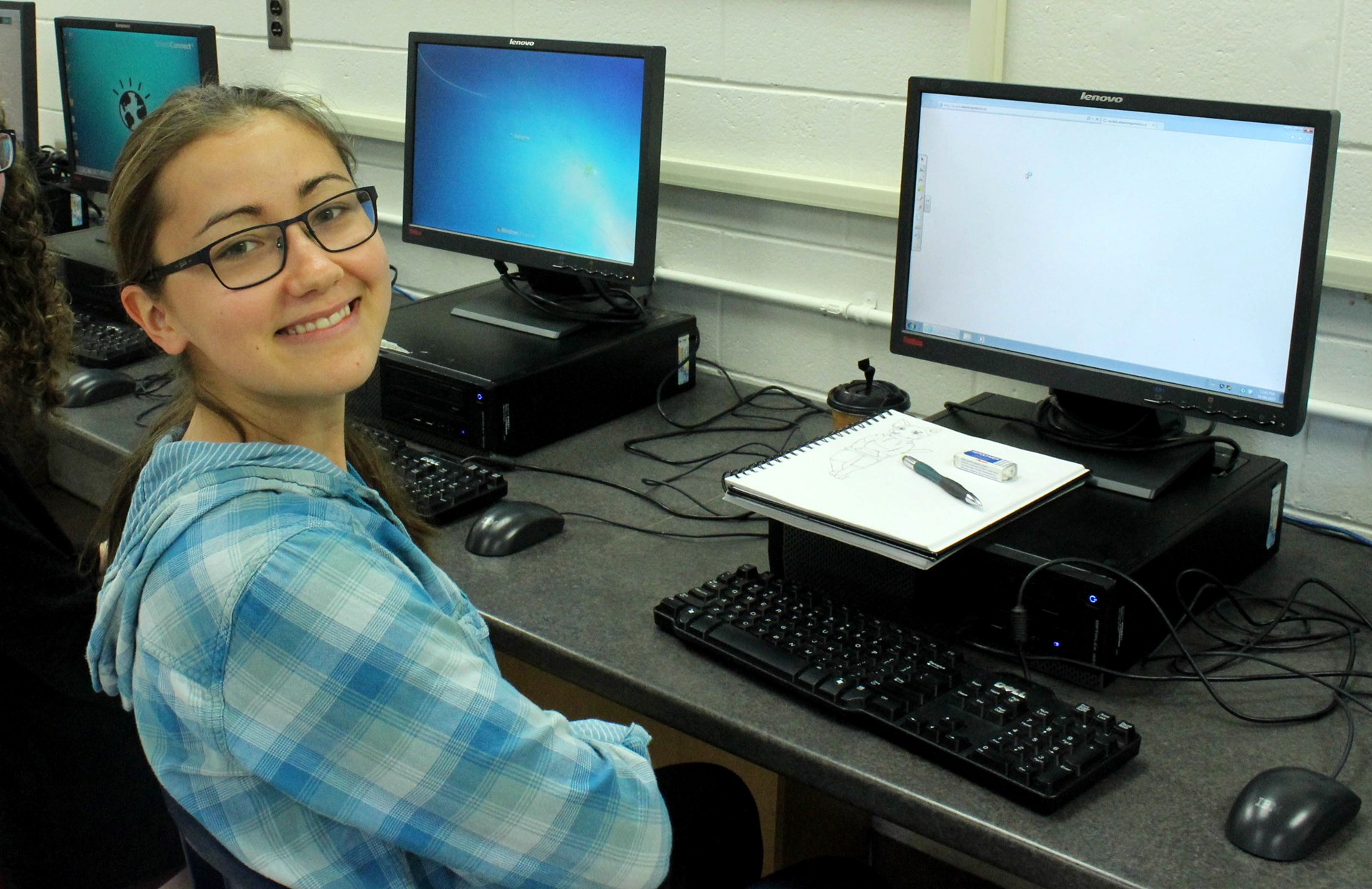 Student using computer